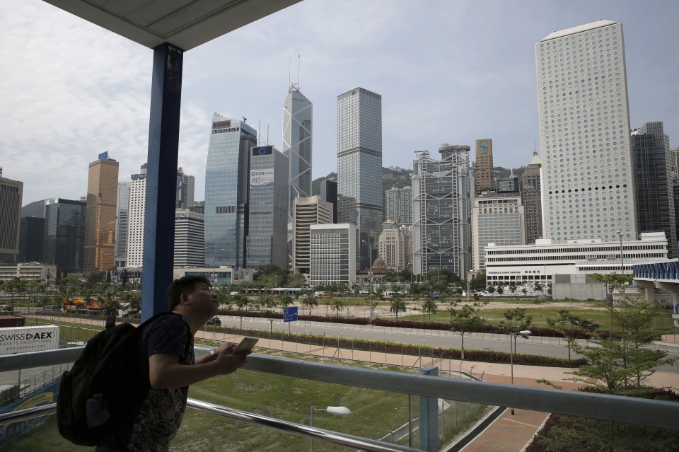 홍콩 금융회사 건물들이 몰려 있는 홍콩 중심부 상업구역.(사진=뉴시스)