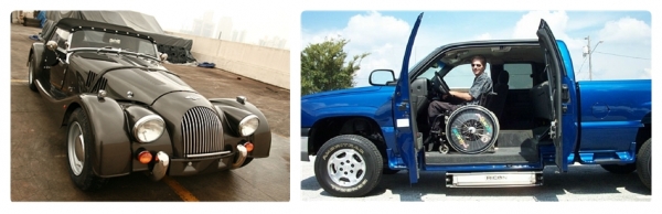 자동차 시행규칙 일부개정령안에 포함되는 수량생산자동차인 수제스포츠카(왼쪽)과 휠체어 탑승이가능한 자동차 (사진제공=국토부)