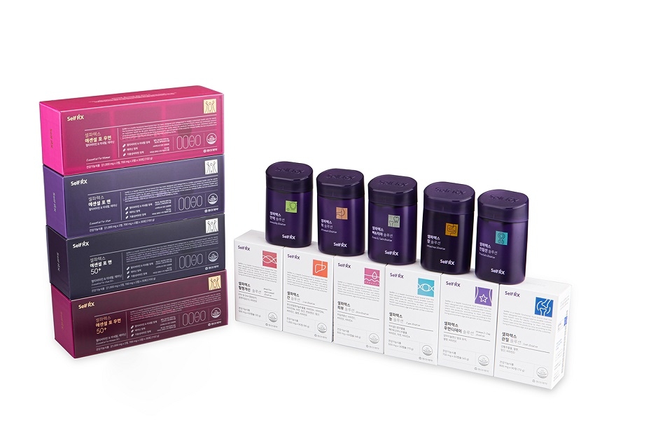 동아제약은 선택형 맞춤 건강기능식품 브랜드 ‘셀파렉스(SelfRX)’를 론칭했다. 사진은 셀파렉스 에센셜 라인 4종. (사진=동아제약)