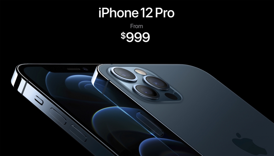 애플이 13일(현지시간) 제공한 이미지에 새로 공개한 아이폰12 프로와 그 가격이 나타나 있다. 애플은 자사의 첫 5세대 이동통신(5G) 스마트폰 '아이폰12' 시리즈를 공개했으며 아이폰12와 12프로는 23일부터, 미니와 프로 맥스는 11월 13일에 출시되는 것으로 알려졌다. (사진=뉴시스)