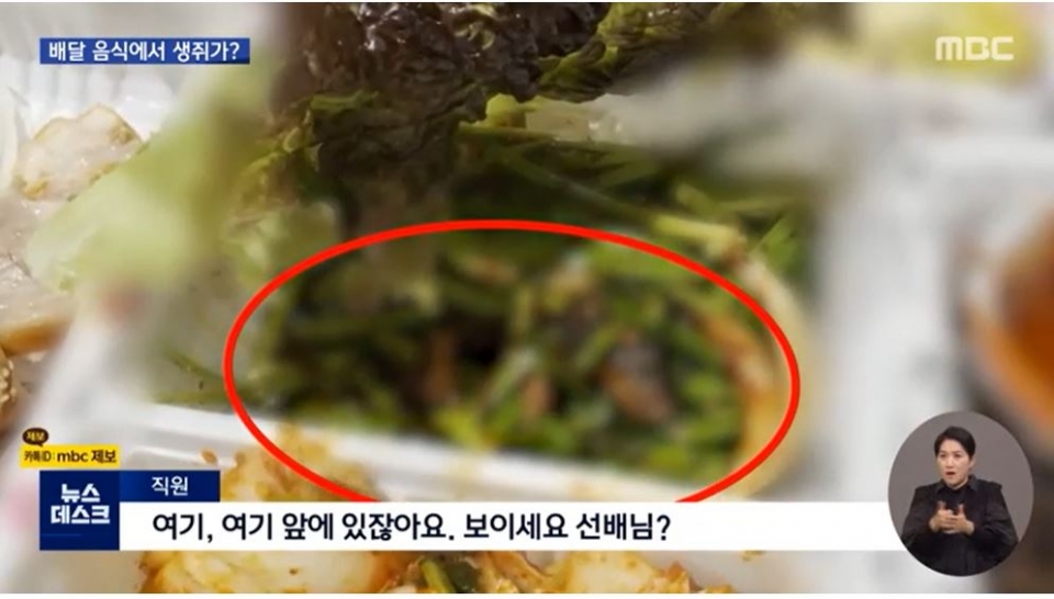 지난 12월 1일 MBC 보도에 따르면, 한 족발 프랜차이즈 업체의 음식에서 생쥐가 발견돼 논란이 일고 있다. (사진=MBC 캡처)