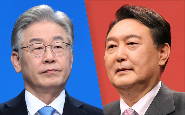 이재명 더불어민주당 대선 후보 (왼쪽), 윤석열 국민의힘 대선 후보.