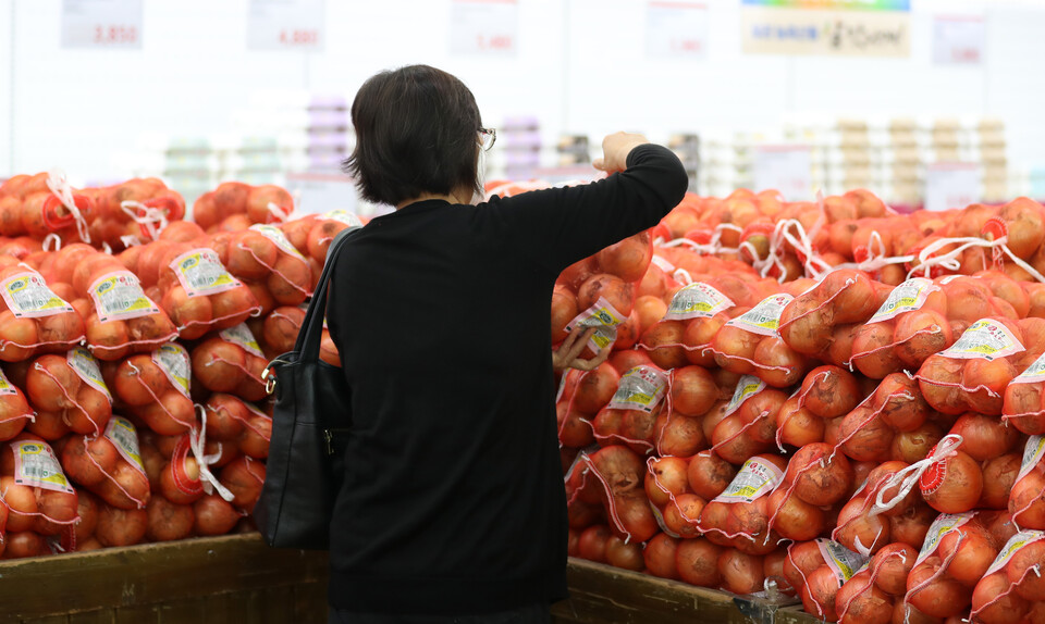 지난 13일 서울 서초구 농협유통 하나로마트 양재점에서 한 고객이 장을 보고 있다. [사진=뉴시스]