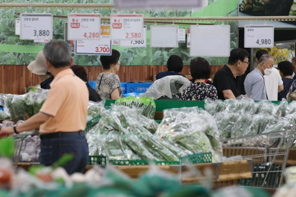 지난달 소비자물가가 3.4% 올라 3개월 만에 3%대에 진입했다. 사진은 서울 시내 대형마트에서 시민들이 장을 보고 있는 모습. [사진=뉴시스]