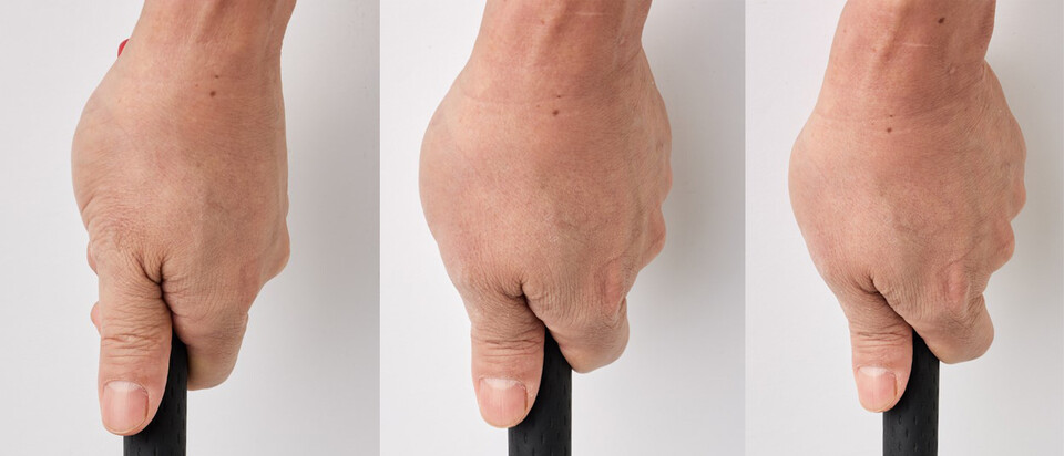 약한 그립, 중립 그립, 강한 그립(왼쪽부터). 사진=장일환