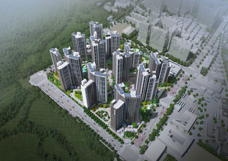 현대건설이 경기도 의정부시 호원동에 선보이는 ‘힐스테이트 회룡역파크뷰’ 조감도 [이미지=현대건설]