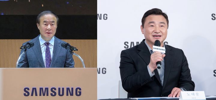 삼성전자가 '반도체 수장' 전영현 대표이사 부회장(왼쪽), '모바일·가전 수장' 노태문 대표이사 사장의 2인 대표 체제를 복원시켰다.  [사진=뉴시스]