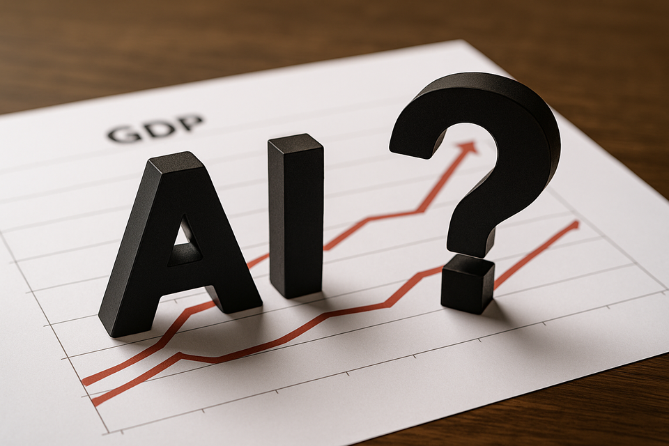 AI 투자와 인프라 지출이 급증했지만, 실제 미국 GDP 성장 기여도는 미미해 ‘AI 버블론’이 쉽게 가라앉지 않고 있다. [사진=ChatGPT]